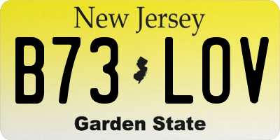 NJ license plate B73LOV