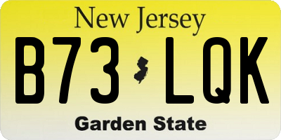 NJ license plate B73LQK