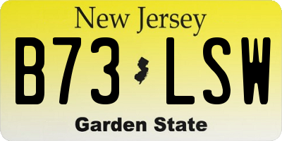 NJ license plate B73LSW