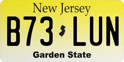 NJ license plate B73LUN