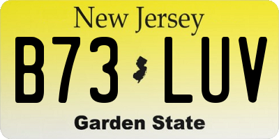 NJ license plate B73LUV