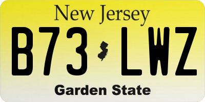 NJ license plate B73LWZ