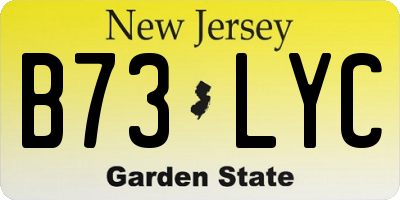 NJ license plate B73LYC
