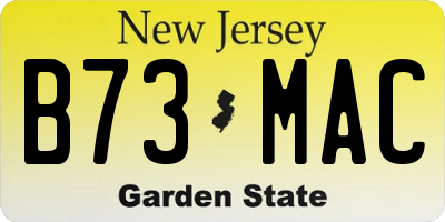 NJ license plate B73MAC