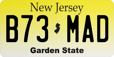 NJ license plate B73MAD