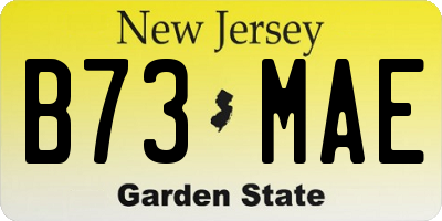 NJ license plate B73MAE