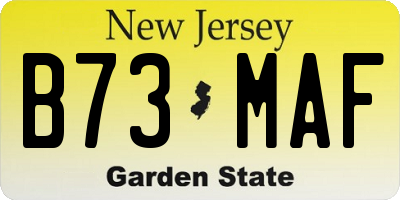 NJ license plate B73MAF