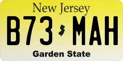 NJ license plate B73MAH