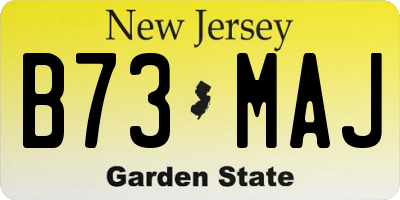 NJ license plate B73MAJ