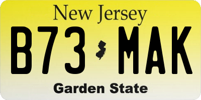 NJ license plate B73MAK