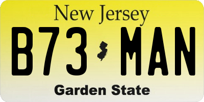 NJ license plate B73MAN