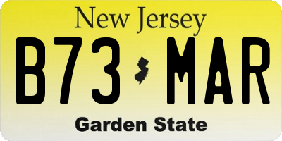 NJ license plate B73MAR