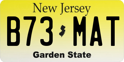 NJ license plate B73MAT