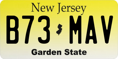 NJ license plate B73MAV