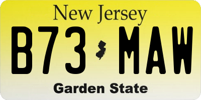 NJ license plate B73MAW