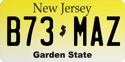 NJ license plate B73MAZ