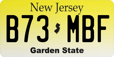 NJ license plate B73MBF
