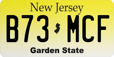NJ license plate B73MCF