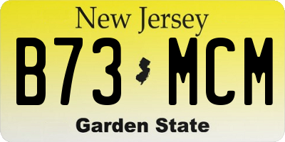 NJ license plate B73MCM