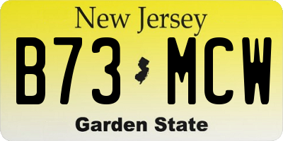 NJ license plate B73MCW
