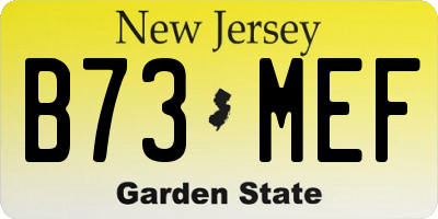 NJ license plate B73MEF