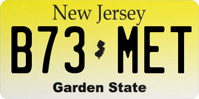 NJ license plate B73MET