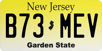 NJ license plate B73MEV