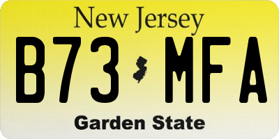 NJ license plate B73MFA