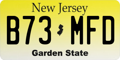 NJ license plate B73MFD