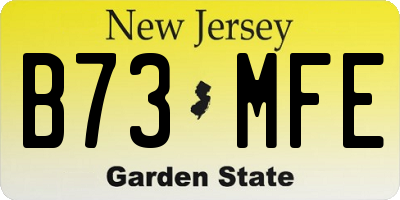 NJ license plate B73MFE