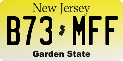 NJ license plate B73MFF