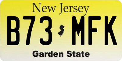 NJ license plate B73MFK