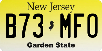 NJ license plate B73MFO