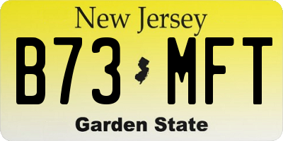 NJ license plate B73MFT