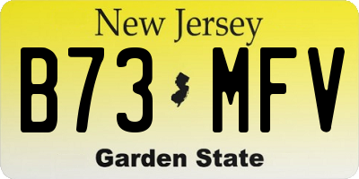 NJ license plate B73MFV