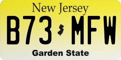 NJ license plate B73MFW