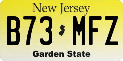 NJ license plate B73MFZ
