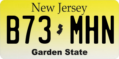 NJ license plate B73MHN