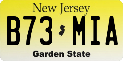 NJ license plate B73MIA