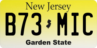 NJ license plate B73MIC