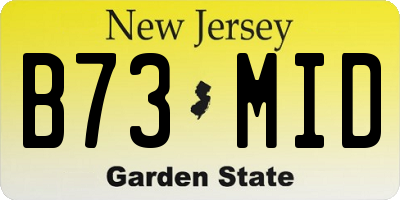 NJ license plate B73MID