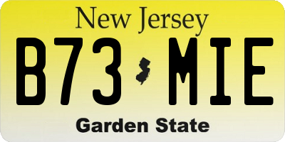 NJ license plate B73MIE