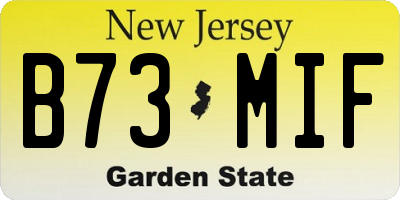 NJ license plate B73MIF