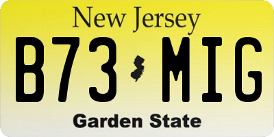 NJ license plate B73MIG