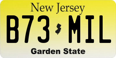 NJ license plate B73MIL