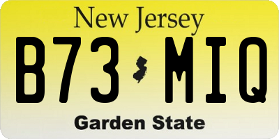 NJ license plate B73MIQ