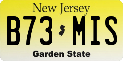NJ license plate B73MIS