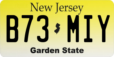 NJ license plate B73MIY