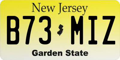 NJ license plate B73MIZ
