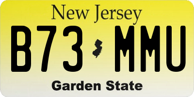 NJ license plate B73MMU